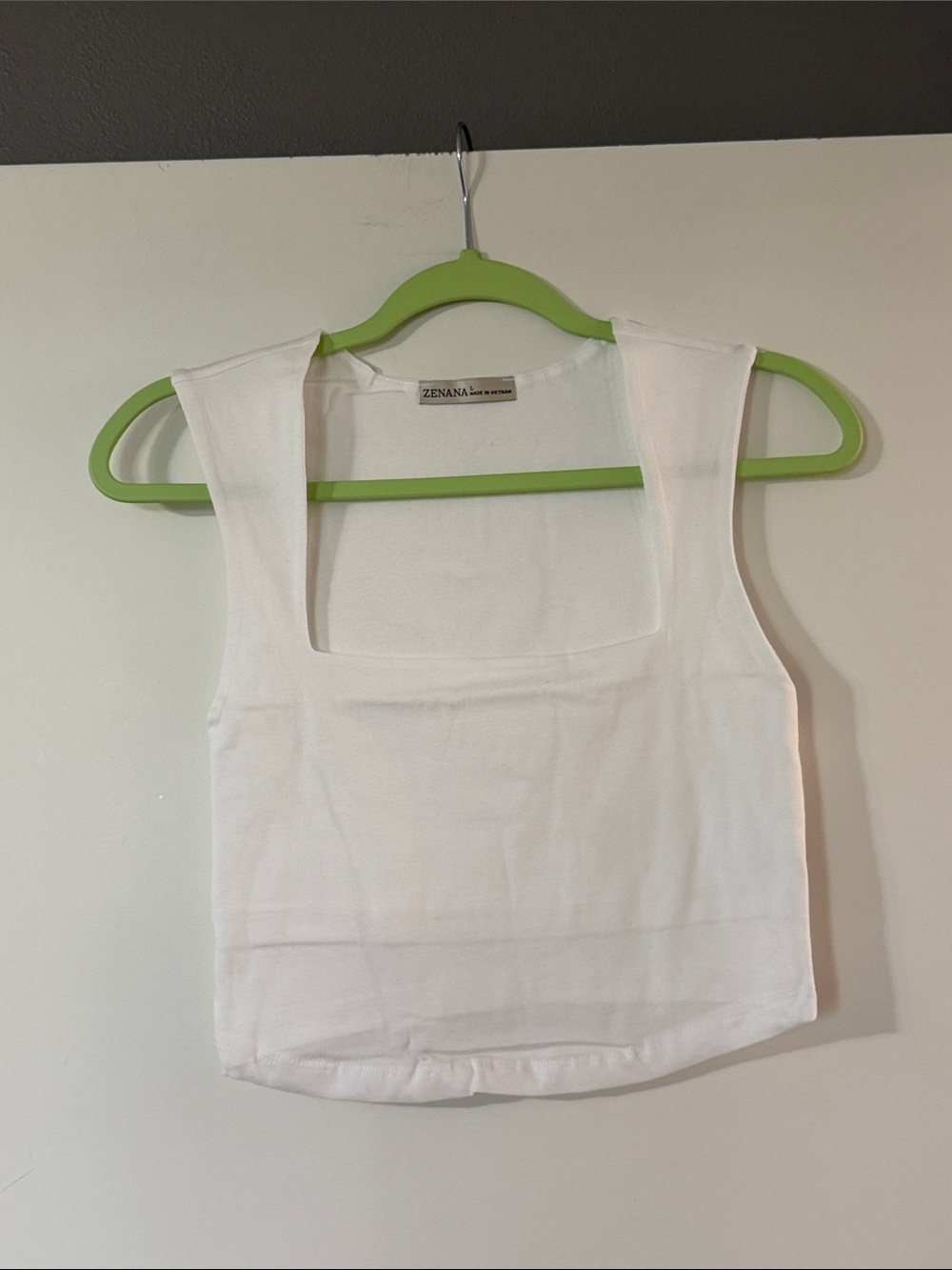 NWOT Zenana Outfitters White Square Neck Ribbed Tank